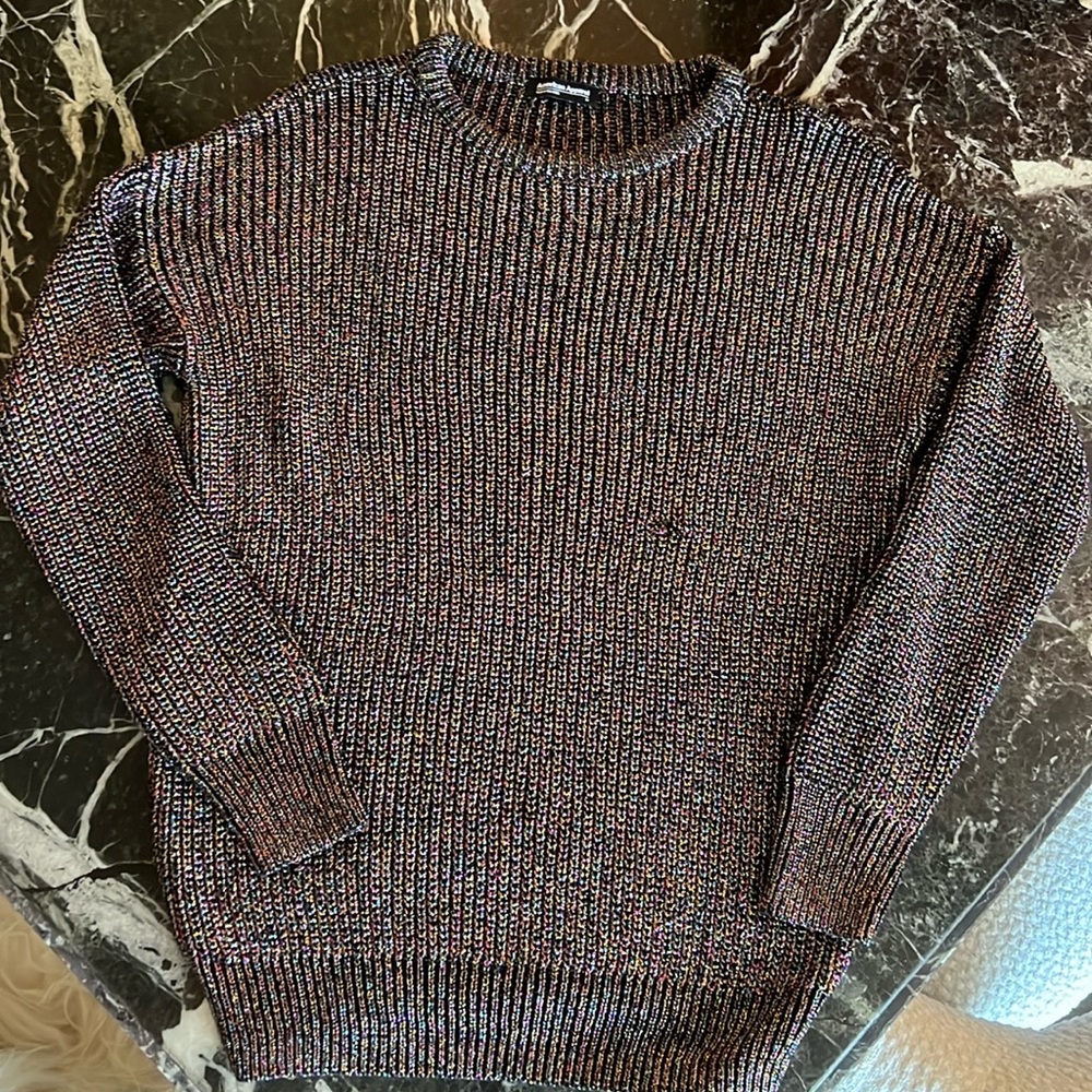 American Apparel Multi-Color Black Metallic Knit Sweater Medium